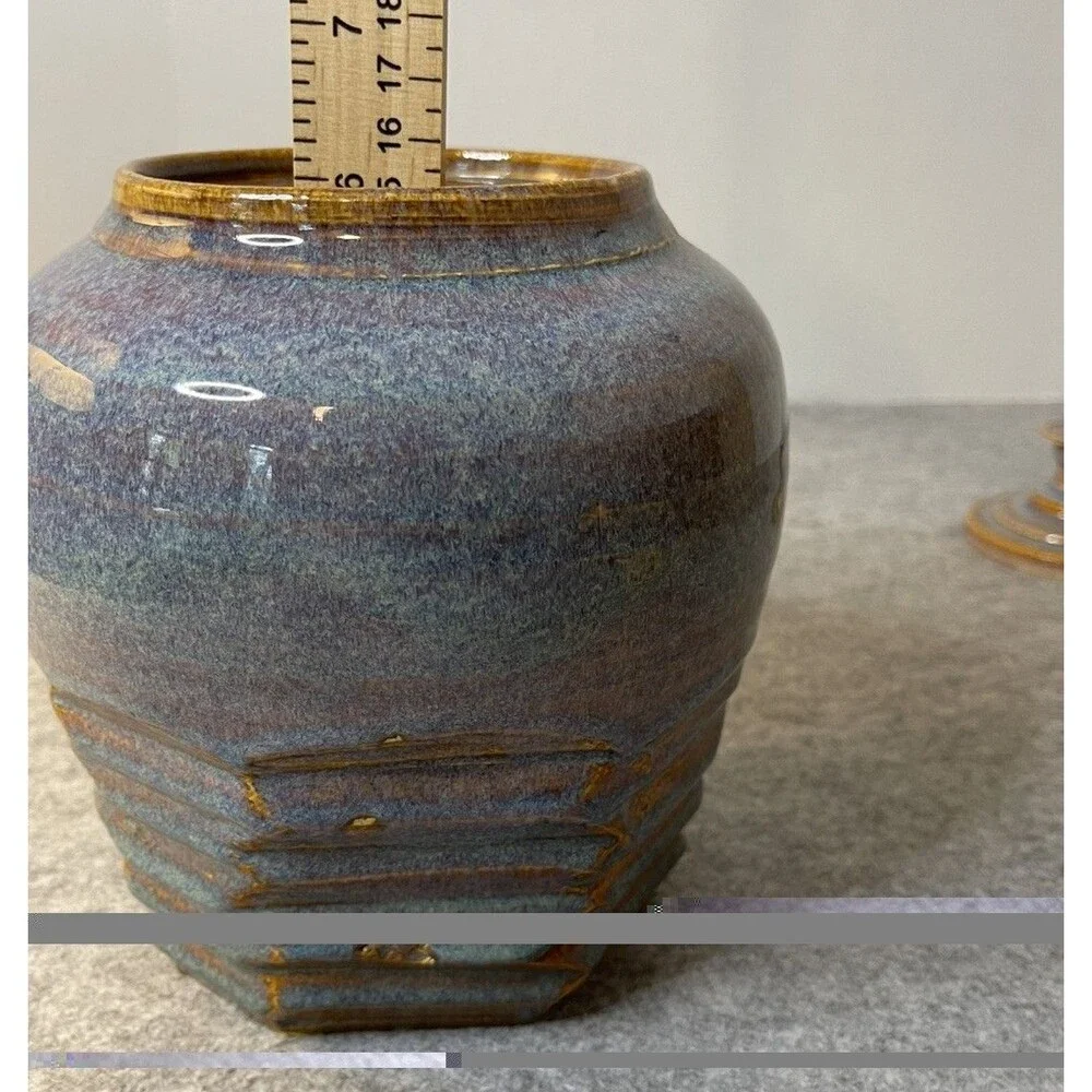 Vintage Studio Pottery Lidded Jar Signed Kaffing 65 Earthy Vase Stoneware Vessel
